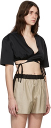 Yuzefi Black Wrap Top T-Shirt