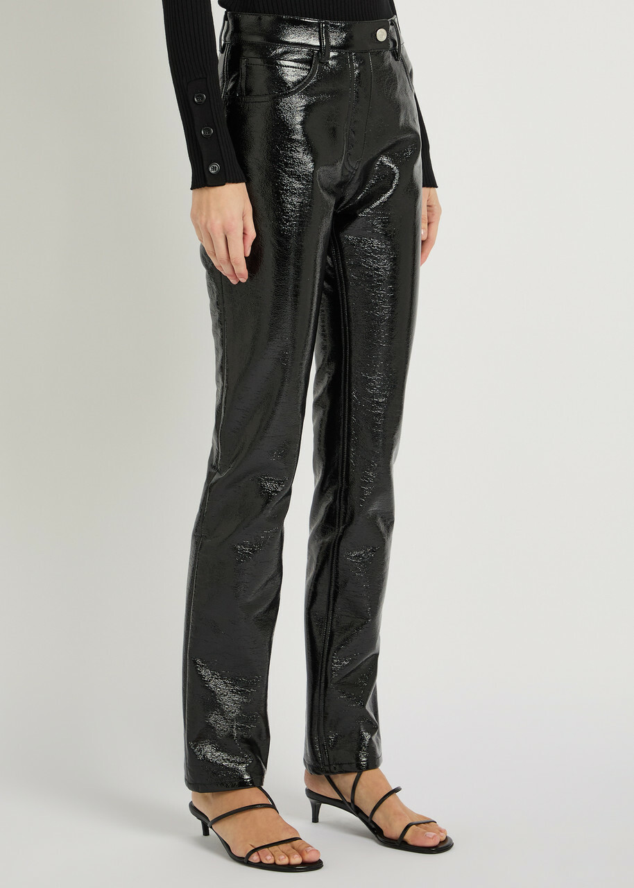 Courrèges Reedition Crinkled Vinyl Trousers Black