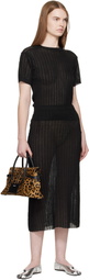 Maison Margiela Black Ribbed Knit Midi Skirt