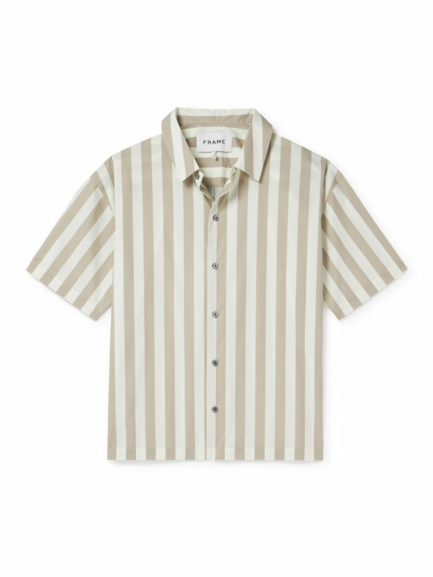 Photo: FRAME - Striped Cotton-Poplin Shirt - Neutrals