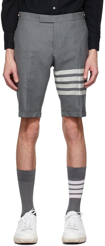 Photo: Thom Browne Grey 4-Bar Shorts