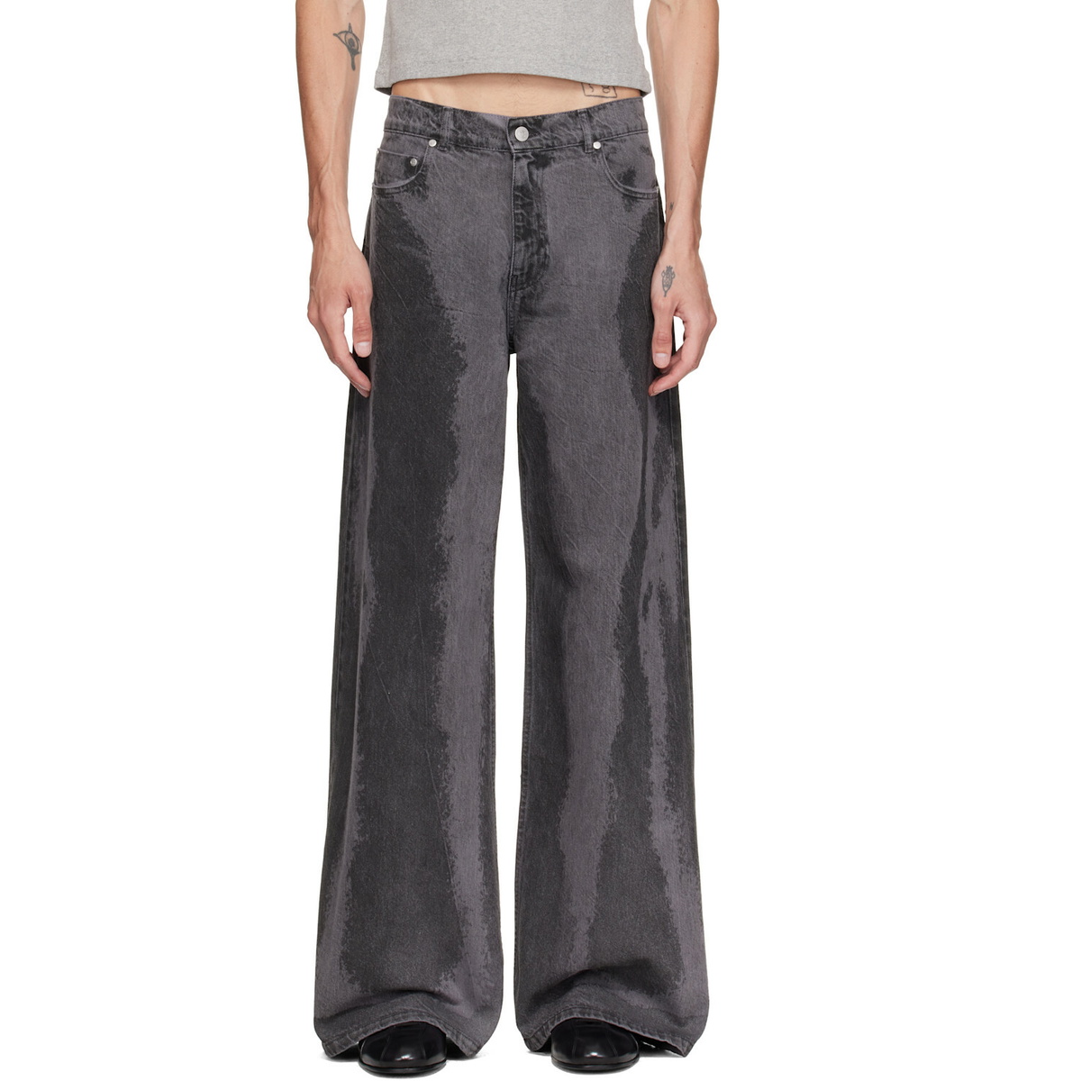 CAMPERLAB Black Paint Laser Boot Cut Jeans