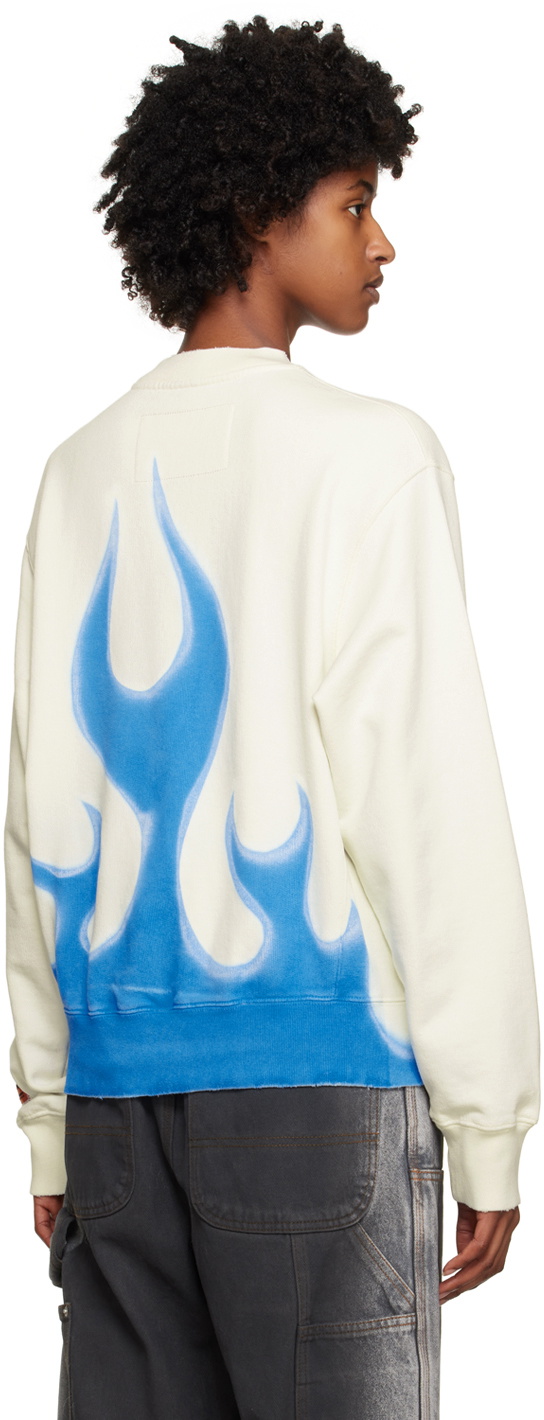 Heron Preston White Law Flames Sweatshirt