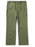 Needles - Straight-Leg Logo-Embroidered Cotton Drawstring Trousers - Green