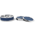 Lorenzi Milano - Silver-Tone and Full-Grain Leather Coaster Set - Navy