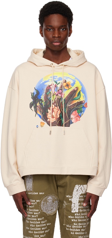 Photo: Who Decides War by MRDR BRVDO Beige Roots Of Peace Hoodie