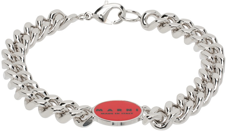 Photo: Marni Silver & Red Logo Chain Bracelet