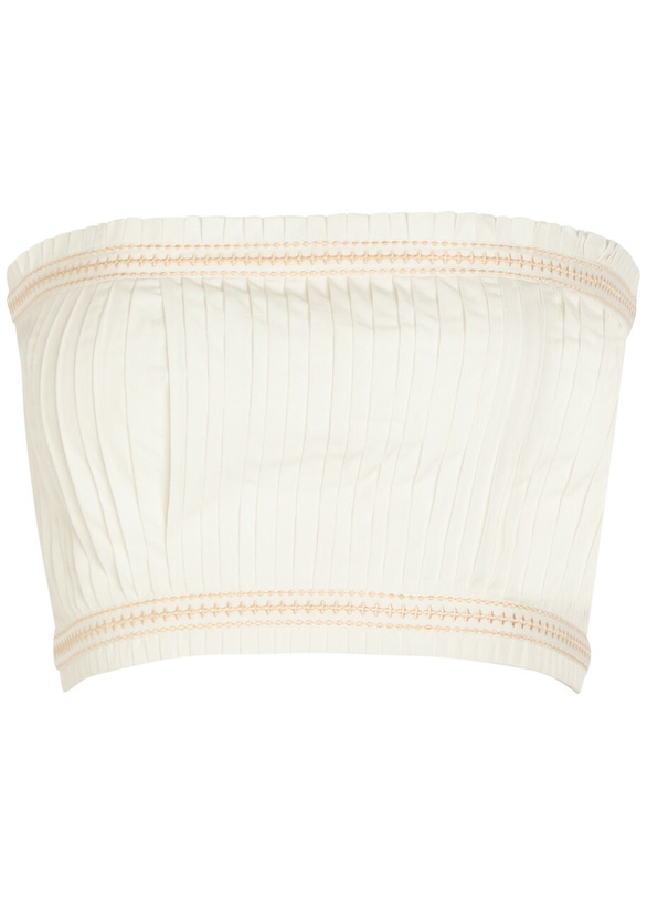 Photo: Emporio Sirenuse Flavia Pleated Cotton-blend Bandeau top White