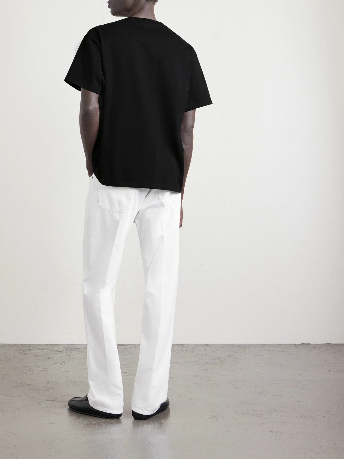 CELINE - Logo-Embroidered Cotton-Jersey T-Shirt - Black