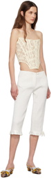 Yuhan Wang Off-White Lace Boned Corset