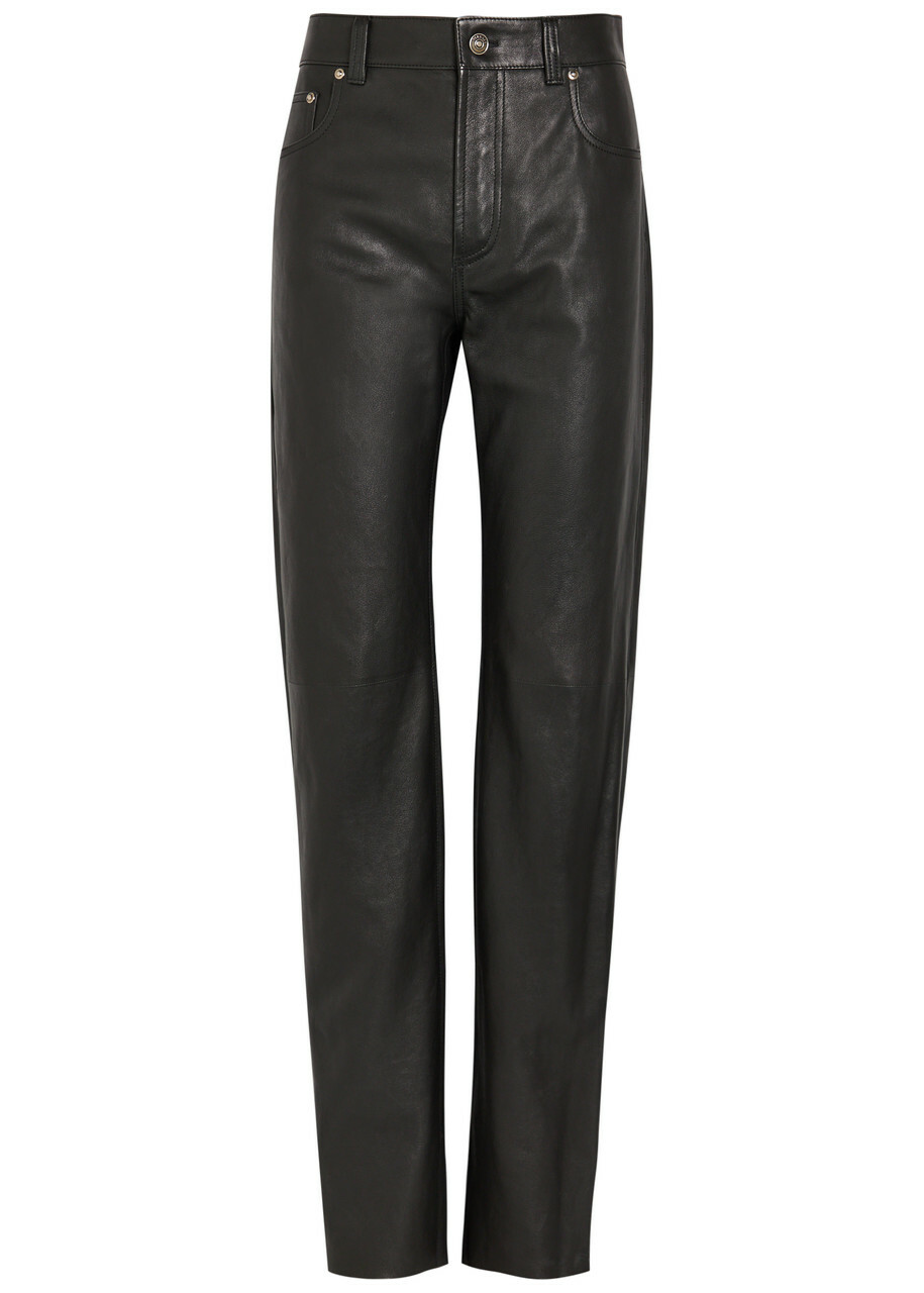 Versace Straight-leg Leather Trousers Black