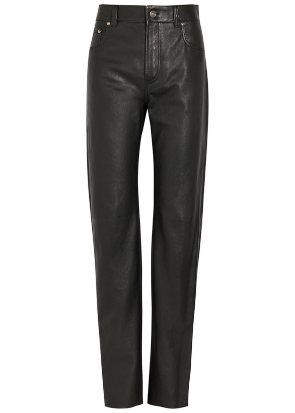 Photo: Versace Straight-leg Leather Trousers Black