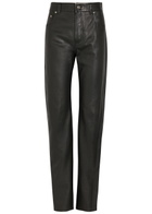 Versace Straight-leg Leather Trousers Black