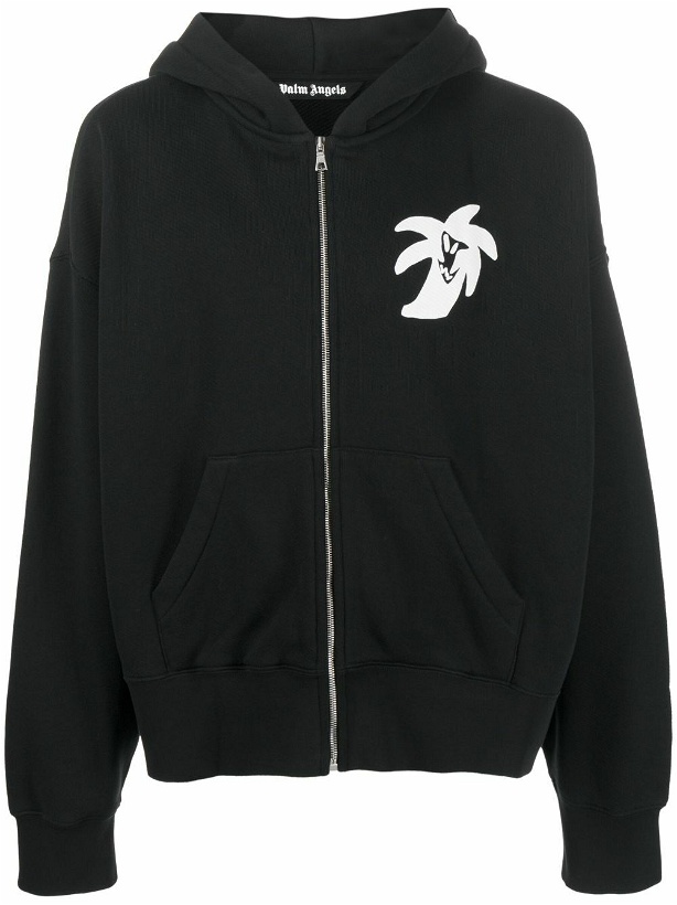 Photo: PALM ANGELS - Printed Cotton Zipped Hoodie