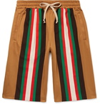 Gucci - Wide-Leg Striped Webbing-Trimmed Tech-Jersey Shorts - Brown