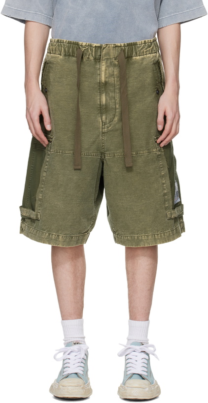 Photo: Maison MIHARA YASUHIRO Khaki Cotton Satin Cargo Shorts