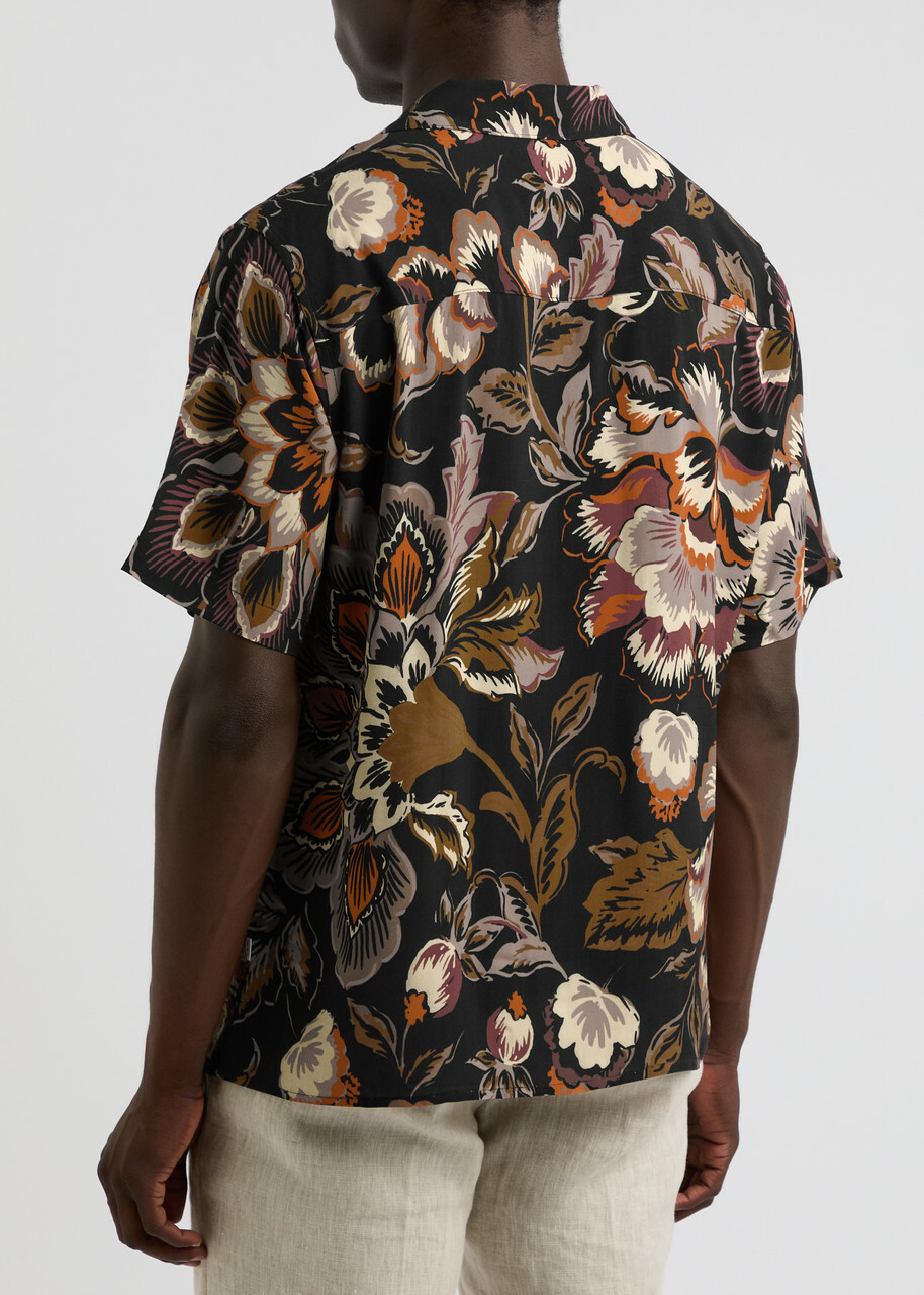 Wax London Didcot Floral-print Shirt Black