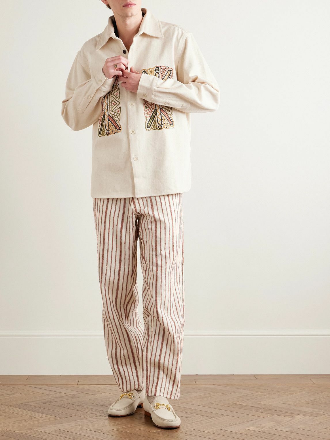 Kardo - Luis Embroidered Denim Overshirt - Neutrals