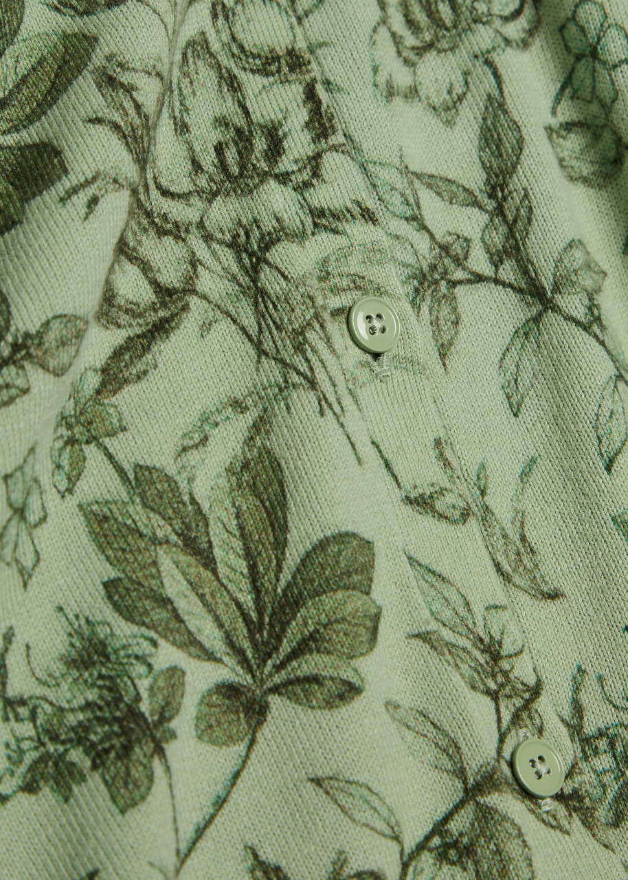 Alice + Olivia Carson Floral Cropped Cotton-blend Cardigan Green