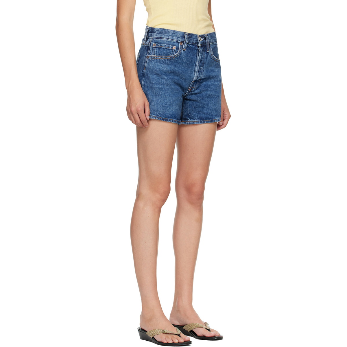 AGOLDE Blue Parker Long Denim Shorts