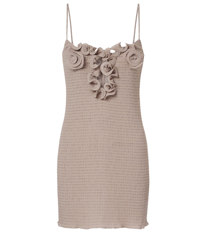 Photo: Magda Butrym Floral-appliqué shirred minidress