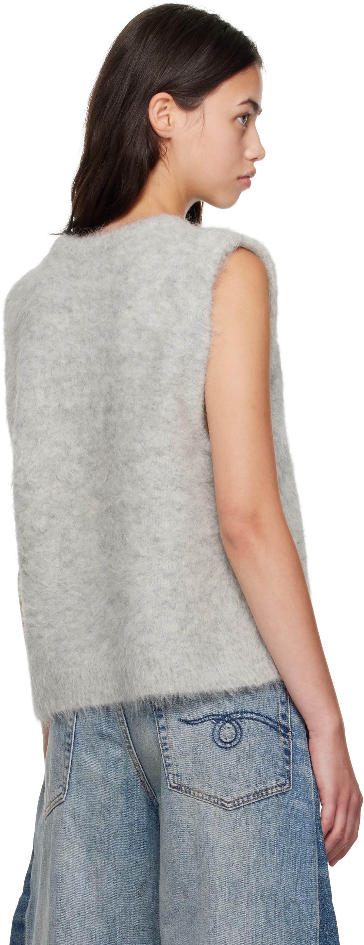 R13 Gray Deep Armhole Vest