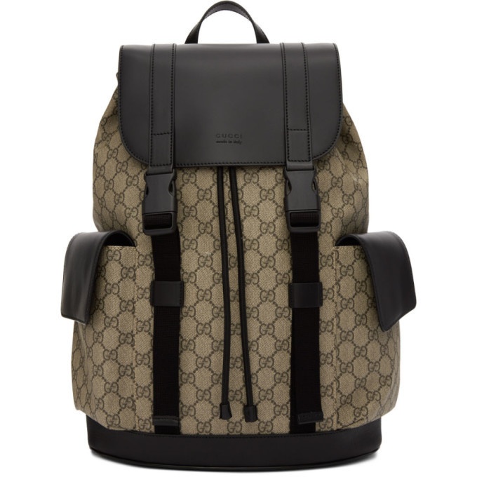 Photo: Gucci Beige and Black Soft GG Supreme Backpack