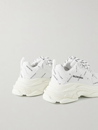 Balenciaga - Triple S Logo-Print Faux Leather Sneakers - White