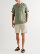 FRESCOBOL CARIOCA - Thomas Camp-Collar Linen Shirt - Green