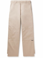 Palm Angels - Straight-Leg Logo-Appliquéd Gabardine Trousers - Neutrals