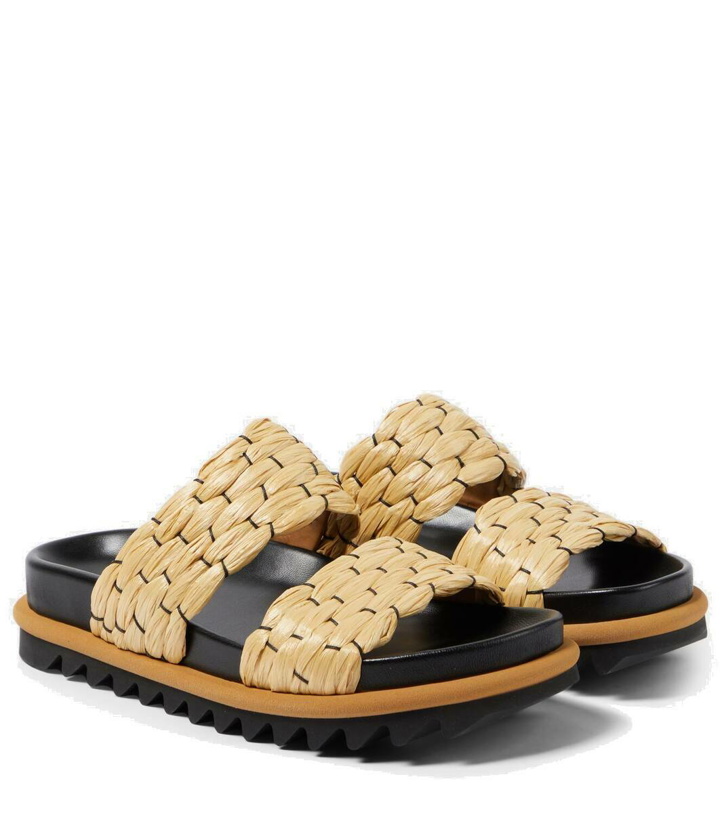 Photo: Dries Van Noten Woven and raffia and leather slides