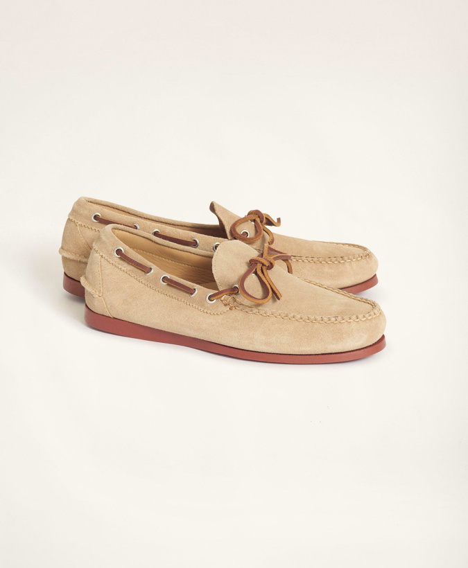 Photo: Brooks Brothers Men's Sconset Camp Moc in Suede Shoes | Stone