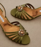 Manolo Blahnik Fulmasli embellished satin slingback sandals