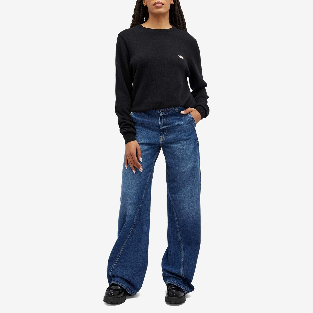 Fiorucci Women's Angel Patch Oversized Sweater in Black