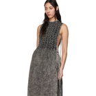 S.R. STUDIO. LA. CA. Black Checkered Pleats Mineral Wash Bib Dress