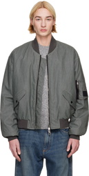 Dolce&Gabbana Gray Oversize Linen Bomber Jacket