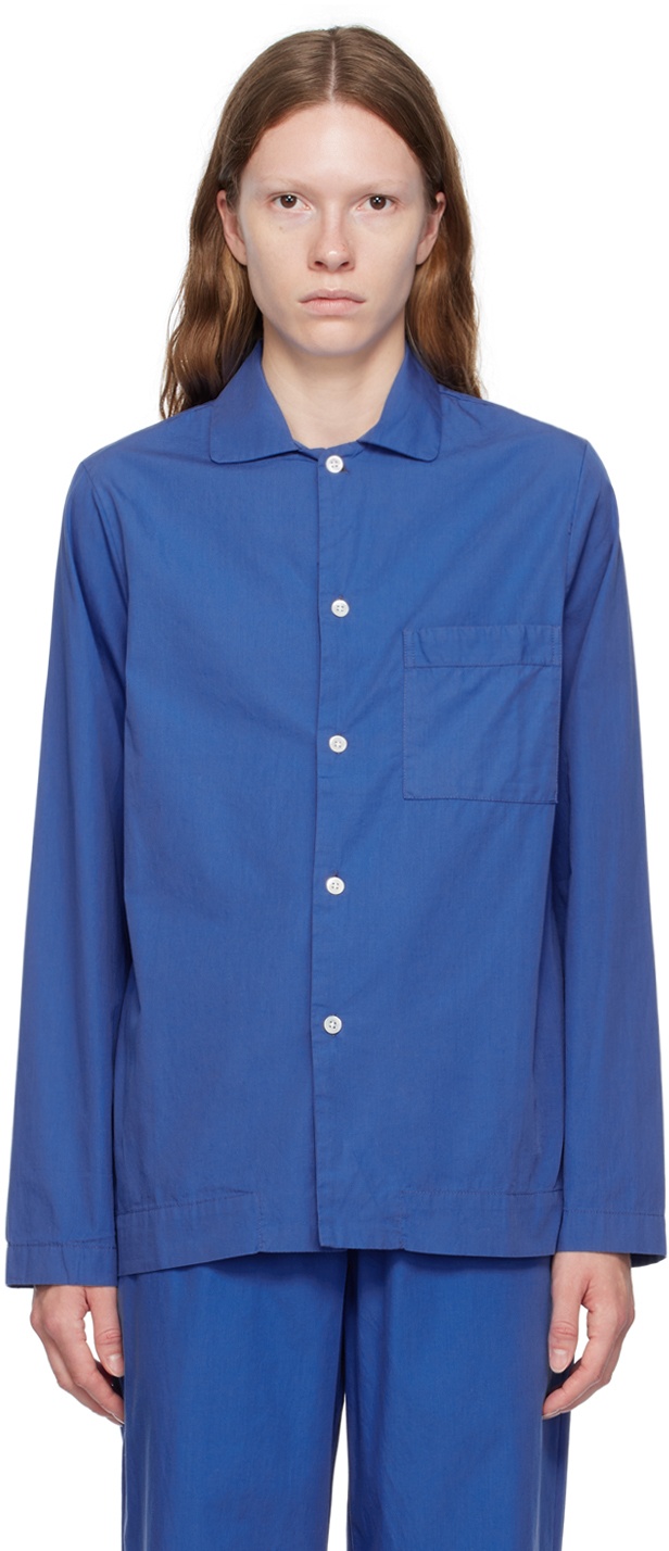Tekla Blue Button Pyjama Shirt Tekla Fabrics