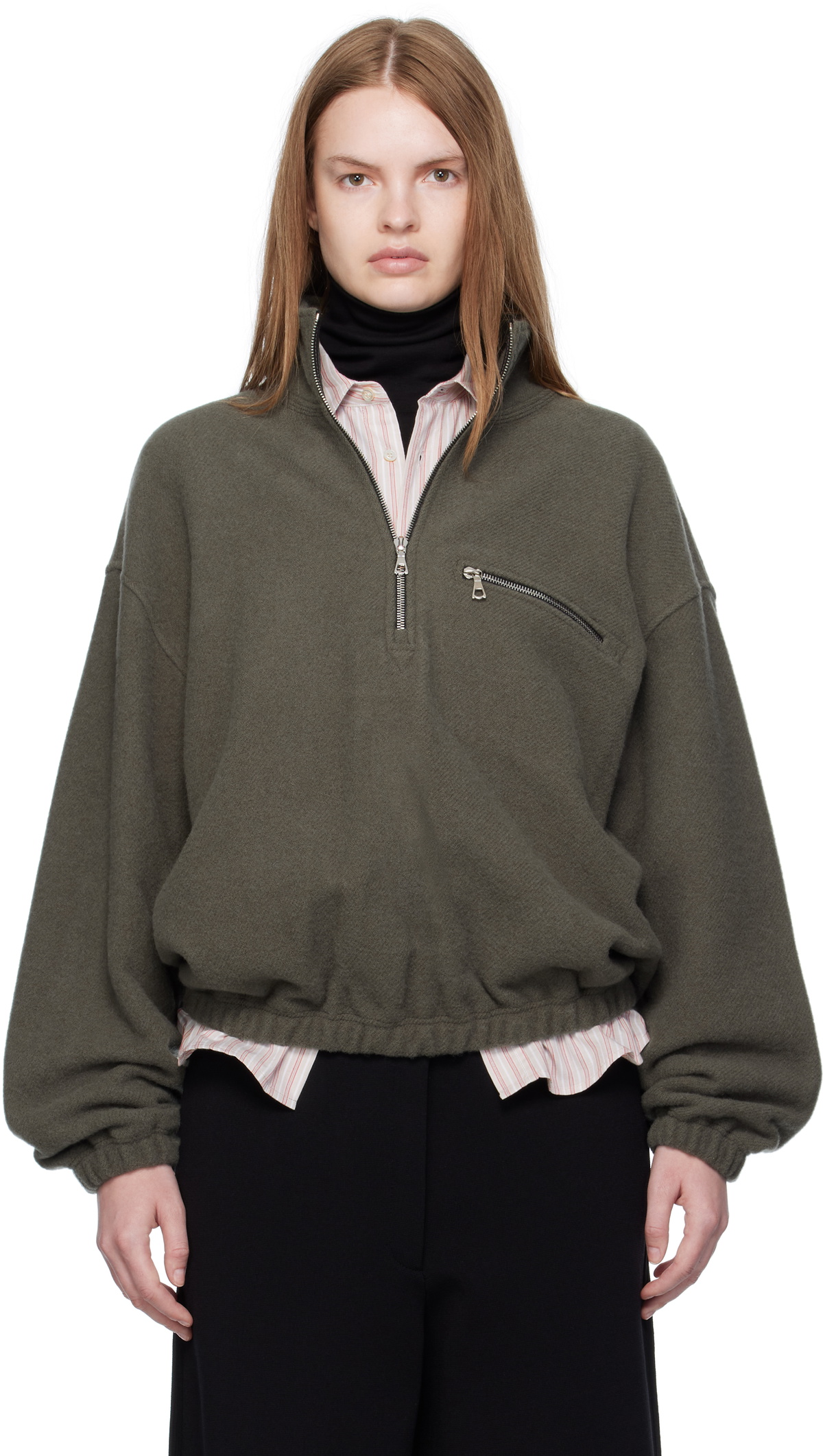 Rier Green Fleece Sweater