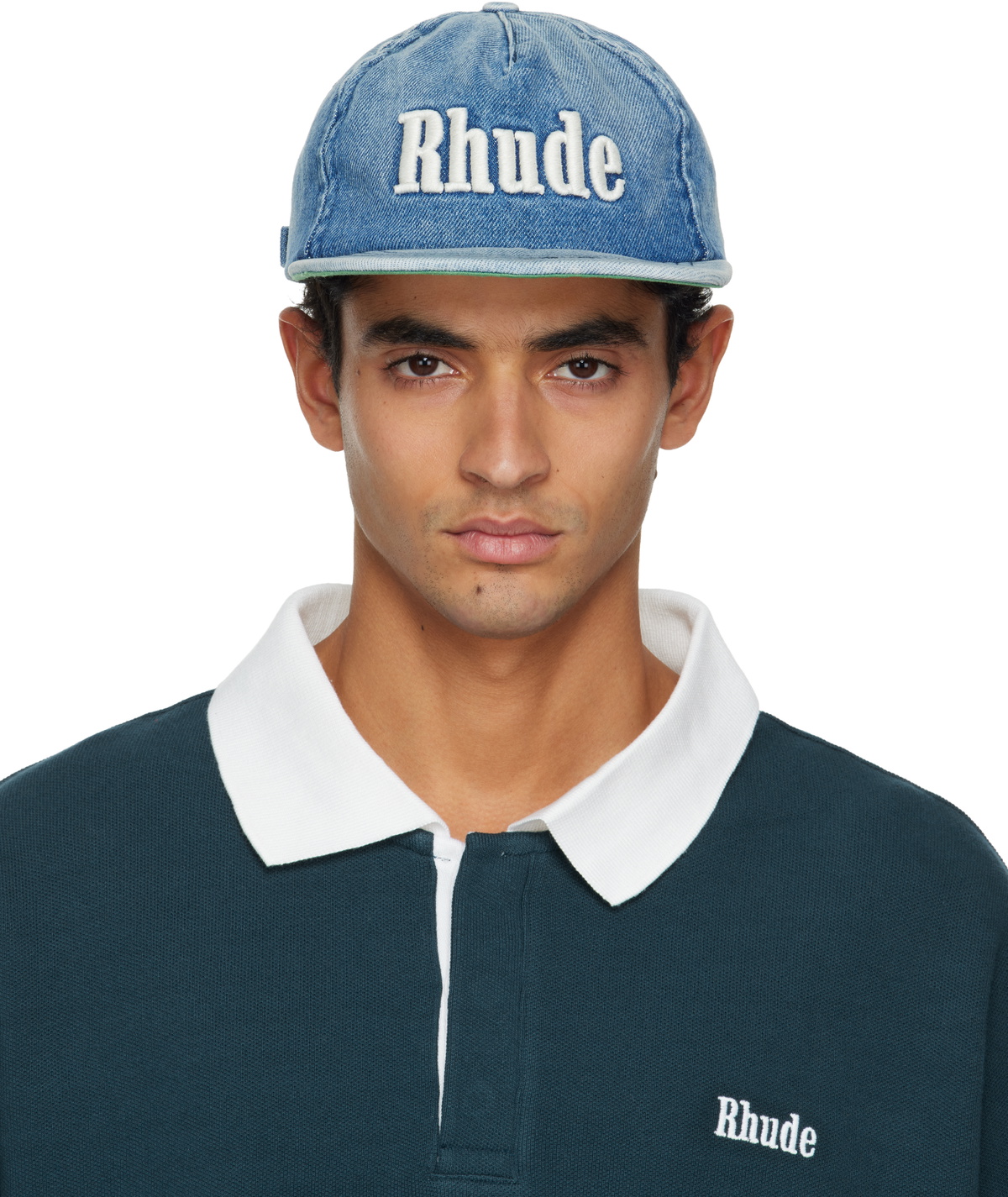 Rhude Blue 'Rhude' Logo Denim Cap