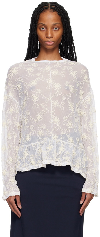 Photo: Comme des Garçons Comme des Garçons Off-White Embroidered Blouse