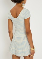 Loveshackfancy Elisavette Striped Pointelle Knit Mini Dress White And Blue