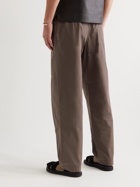 Lemaire - Straight-Leg Belted Cotton-Canvas Trousers - Brown