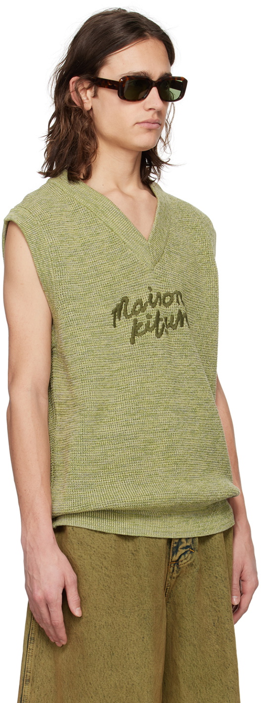Maison Kitsuné Green Handwriting Vest