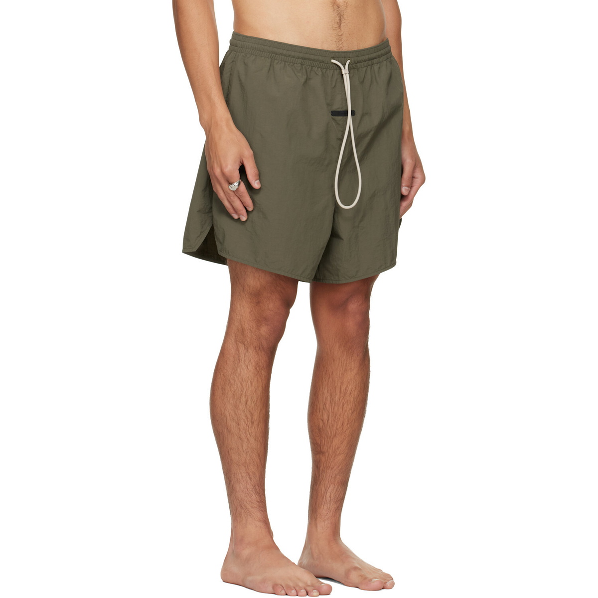 Fear of God ESSENTIALS Khaki Logo Patch Swim Shorts