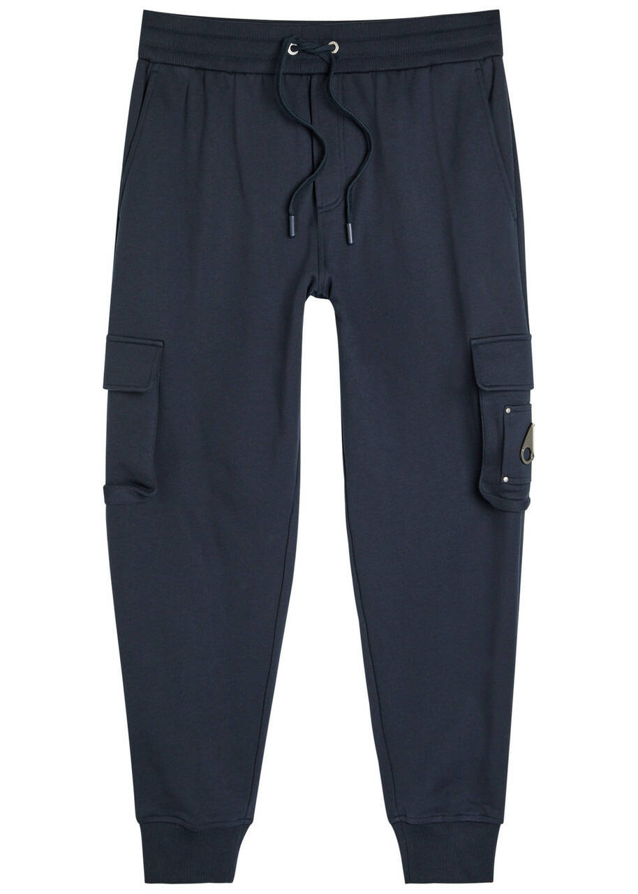 Moose Knuckles Hartsfield Tapered-leg Cotton Cargo Sweatpants Navy