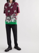 Valentino - Camp-Collar Floral-Print Cotton-Poplin Shirt - Burgundy