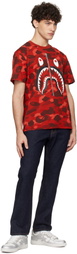 BAPE Red Color Camo Shark T-shirt