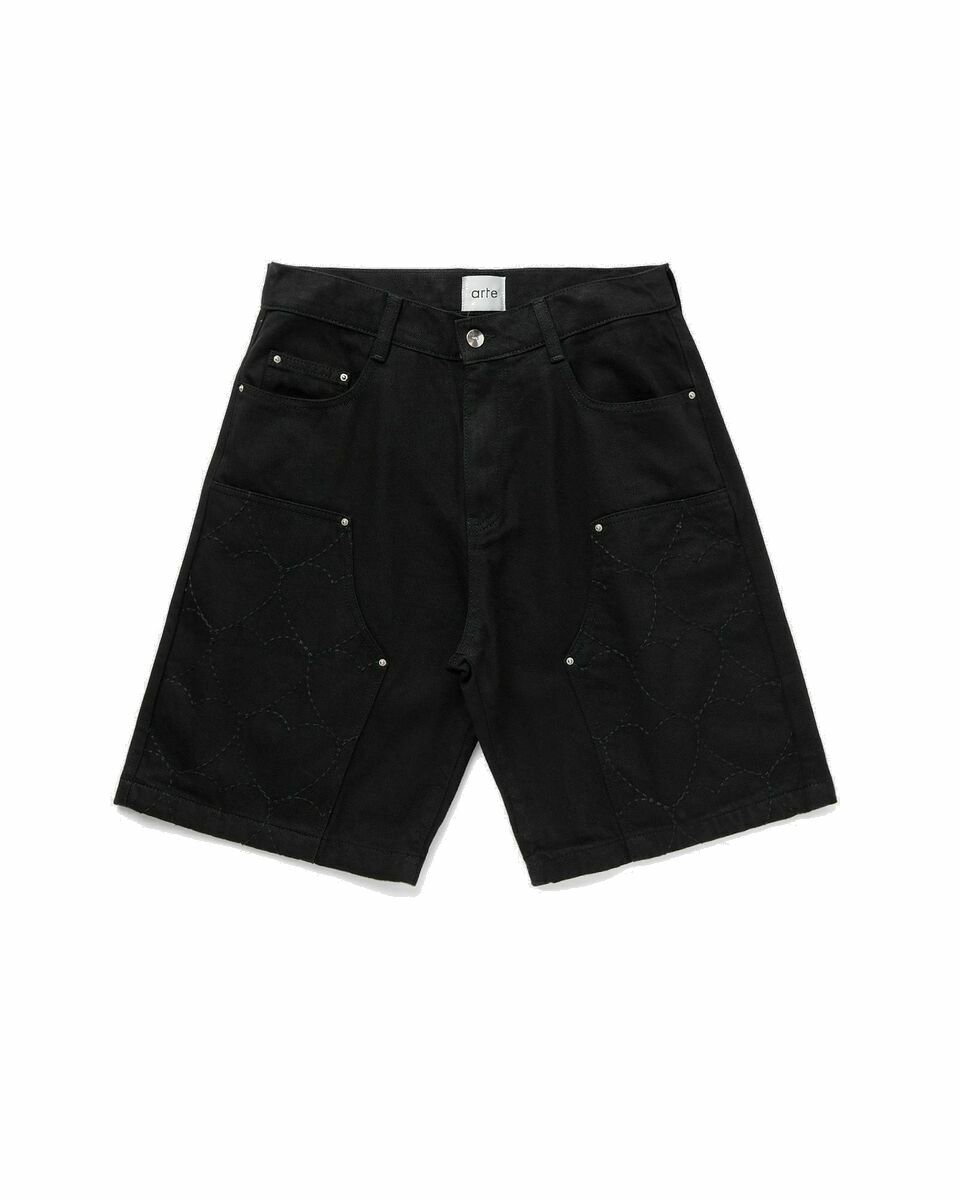 Photo: Arte Antwerp Workwear Embroidery Shorts Black - Mens - Casual Shorts