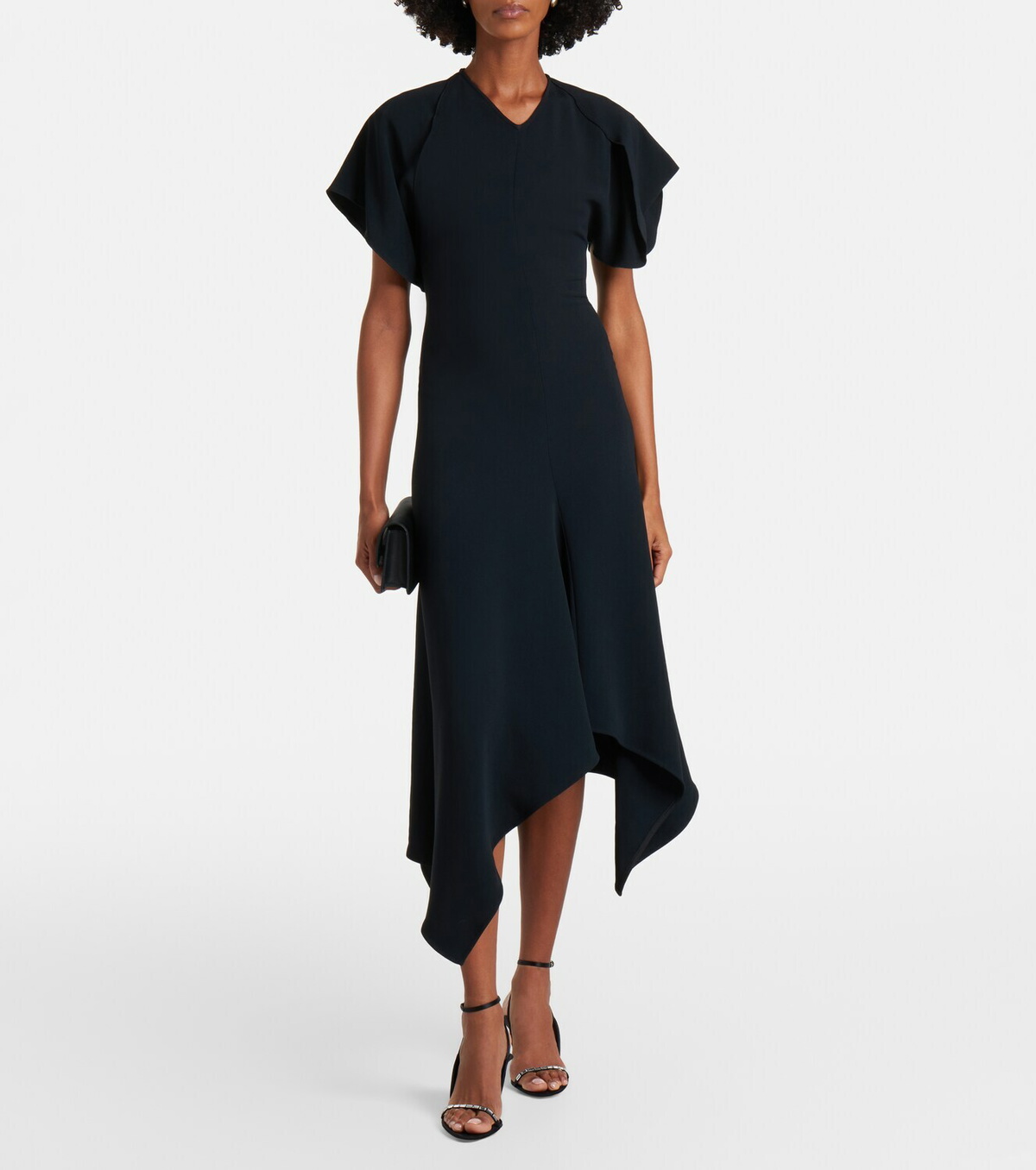 Victoria Beckham Asymmetric draped cady midi dress