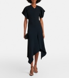 Victoria Beckham Asymmetric draped cady midi dress